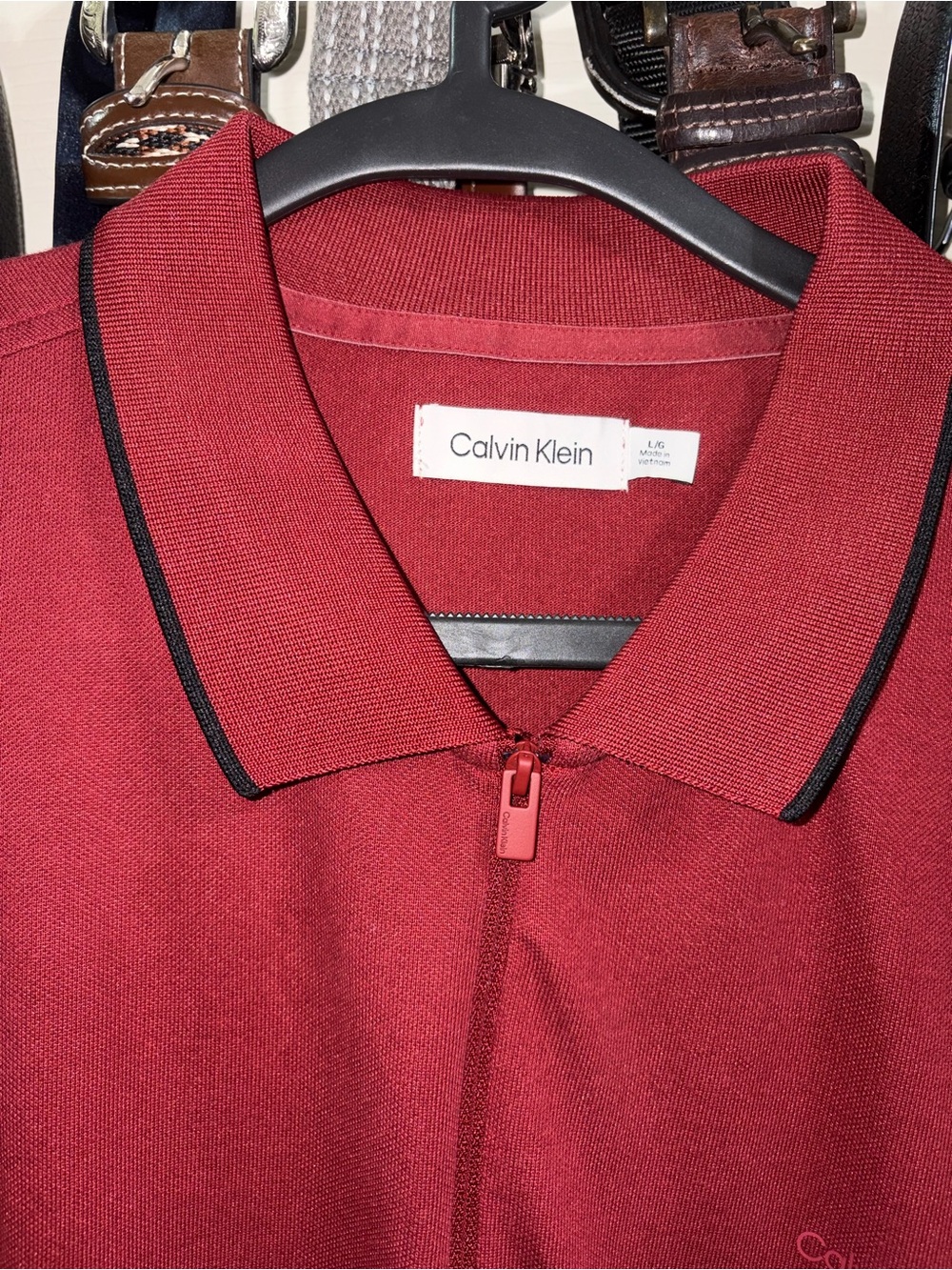 Calvin Klein Red Zip Polo